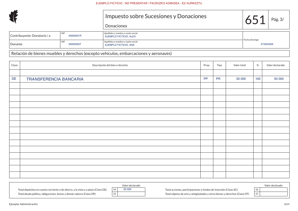 Relación de bienes: depósitos